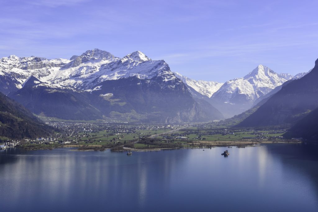 Village of Altdorf and its surrounding Mountains